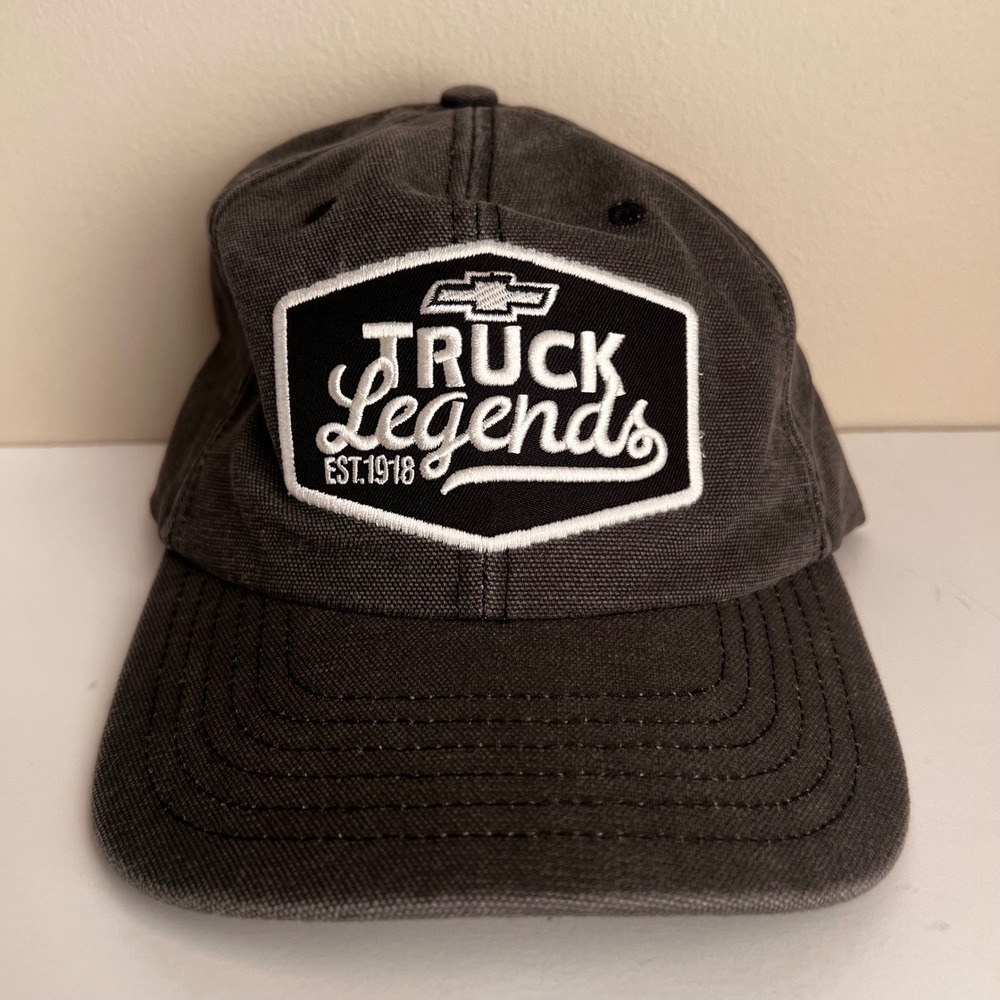 Chevy Truck Legends Baseball Cap Charcoal Gray Washed Canvas Made in USA Hat
